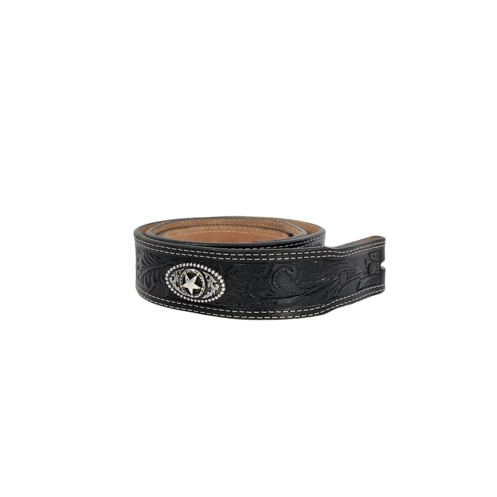 JUSTIN FULL GRAIN LEATHER 5 STAR TOOLED BELT 